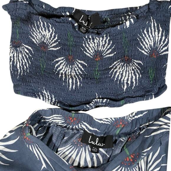 Lulus Trancoso Dusty Blue Floral Print Two-Piece Maxi Dress - XS - Picture 5 of 6